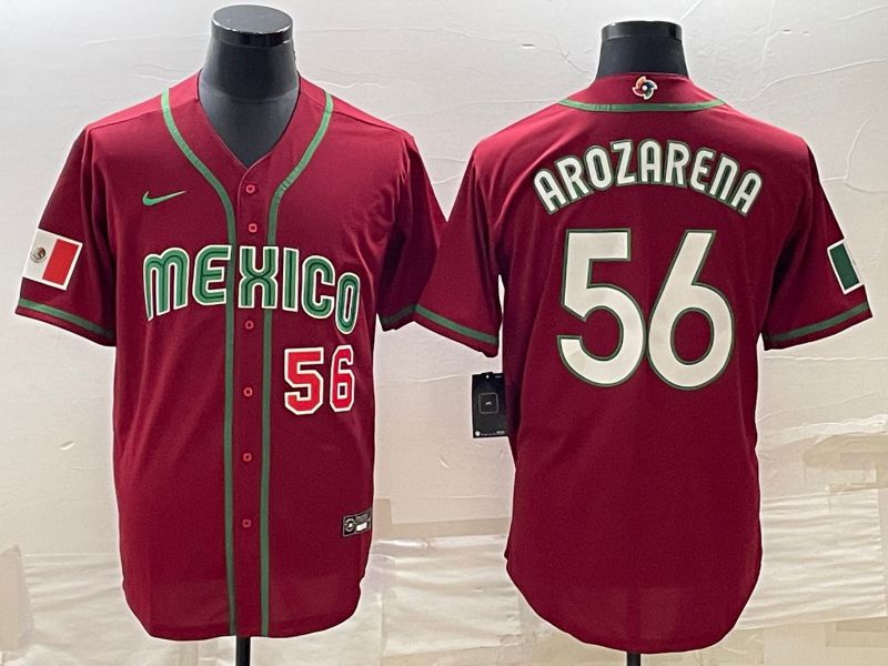 Men 2023 World Cub Mexico 56 Arozarena Red Nike MLB Jersey5